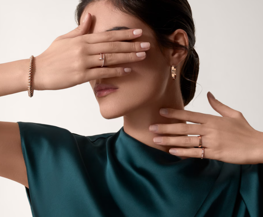 [Vintora]LOVE RING 2.6mm-wide full-diamond ring Rose Gold