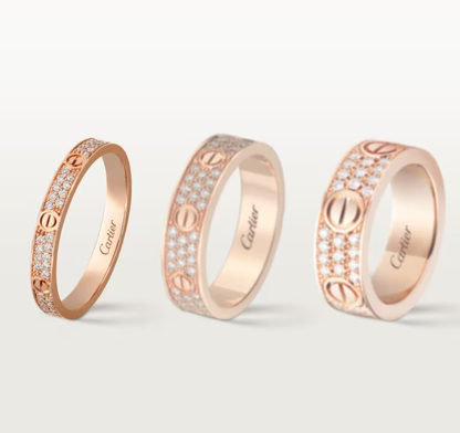 [Vintora]LOVE RING 2.6mm-wide full-diamond ring Rose Gold