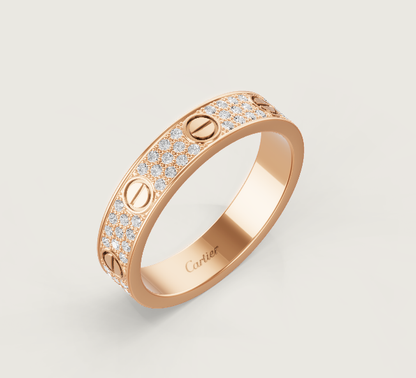 [Vintora]LOVE RING 4mm-wide full-diamond ring Rose Gold