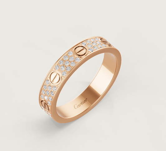 [Vintora]LOVE RING 4mm-wide full-diamond ring Rose Gold