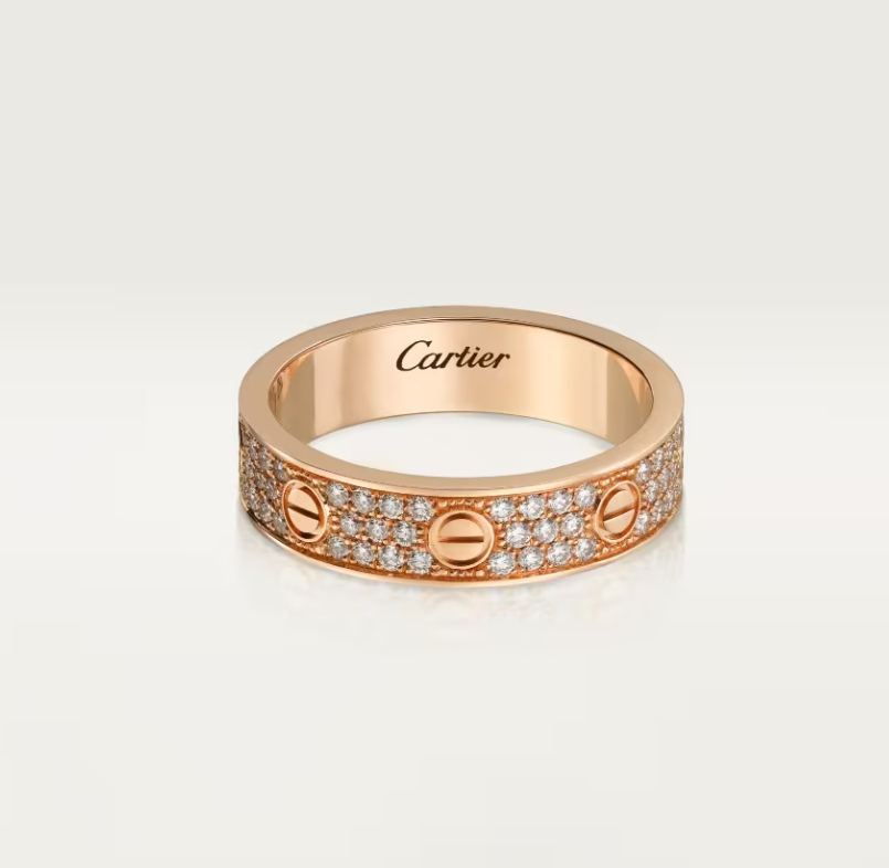 [Vintora]LOVE RING 4mm-wide full-diamond ring Rose Gold