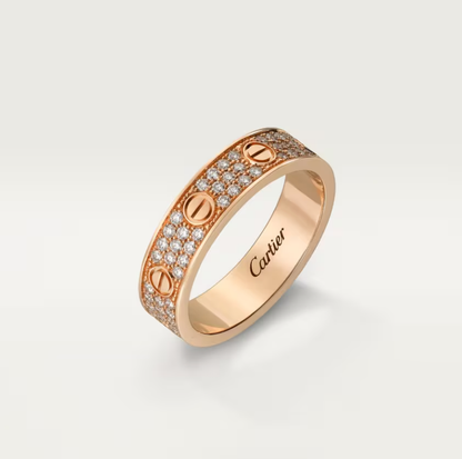 [Vintora]LOVE RING 4mm-wide full-diamond ring Rose Gold