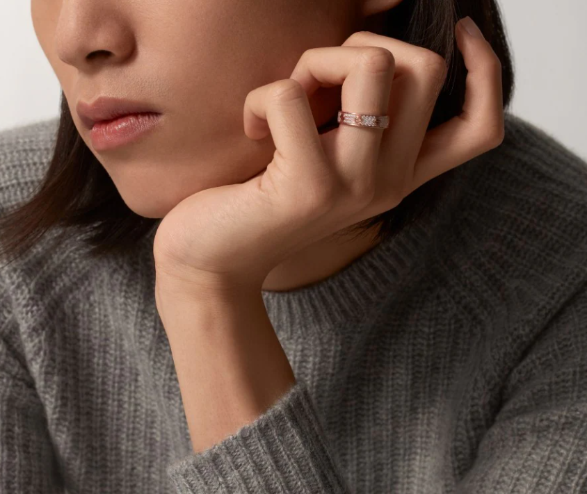 [Vintora]LOVE RING 4mm-wide full-diamond ring Rose Gold