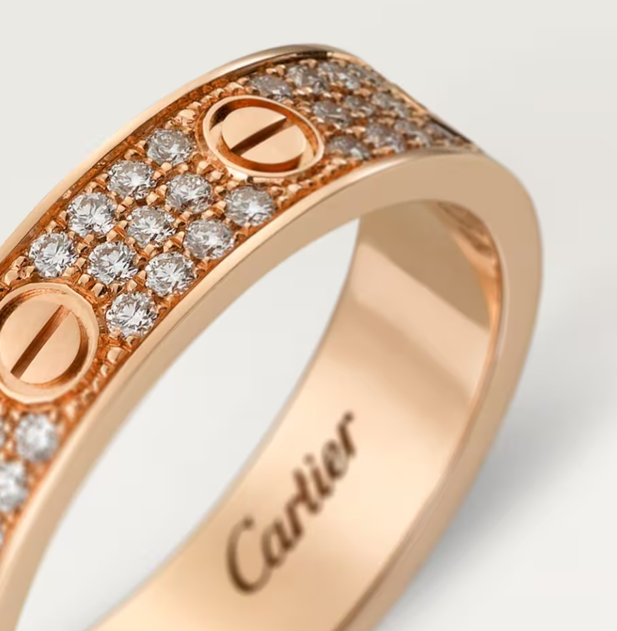 [Vintora]LOVE RING 4mm-wide full-diamond ring Rose Gold