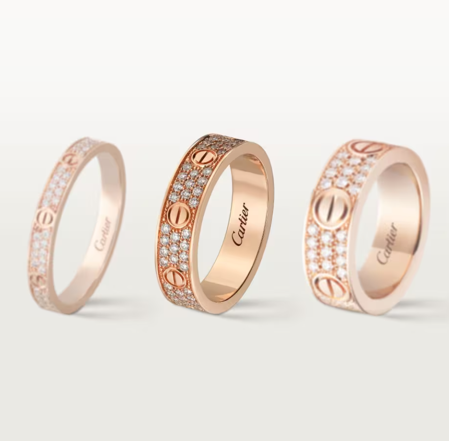 [Vintora]LOVE RING 4mm-wide full-diamond ring Rose Gold
