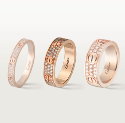 [Vintora]LOVE RING 4mm-wide full-diamond ring Rose Gold