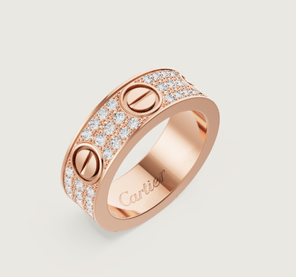 [Vintora]LOVE RING 6.5mm-wide full-diamond ring Rose Gold