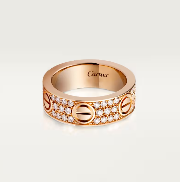 [Vintora]LOVE RING 6.5mm-wide full-diamond ring Rose Gold