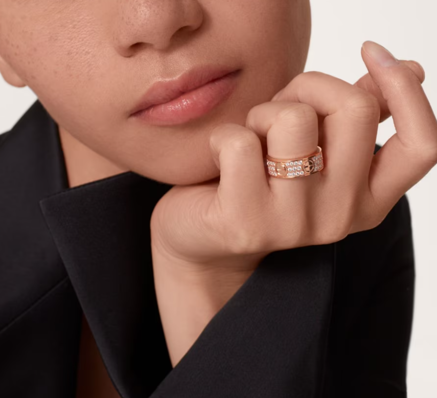 [Vintora]LOVE RING 6.5mm-wide full-diamond ring Rose Gold