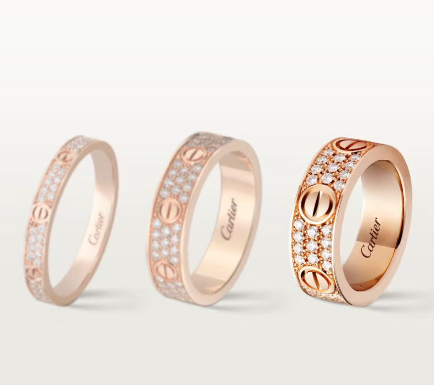 [Vintora]LOVE RING 6.5mm-wide full-diamond ring Rose Gold