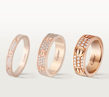 [Vintora]LOVE RING 6.5mm-wide full-diamond ring Rose Gold