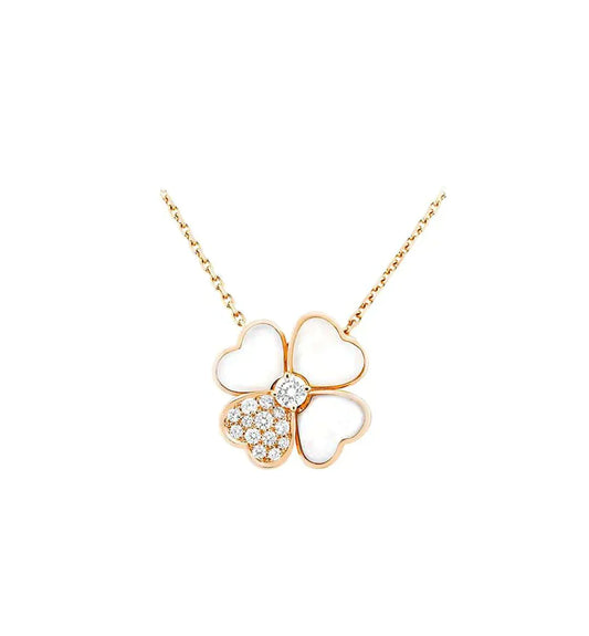 [Vintora]COLLIER TRÈFLE MOP DIAMOND OR ROSE