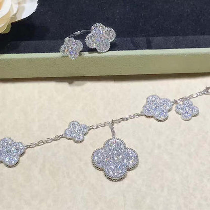 [Vintora]BRACELET CLOVER 6 MOTIFS ARGENT DIAMANT