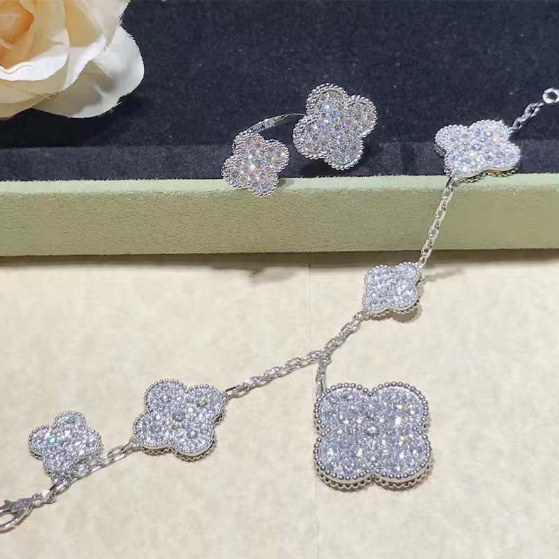 [Vintora]BRACELET CLOVER 6 MOTIFS ARGENT DIAMANT