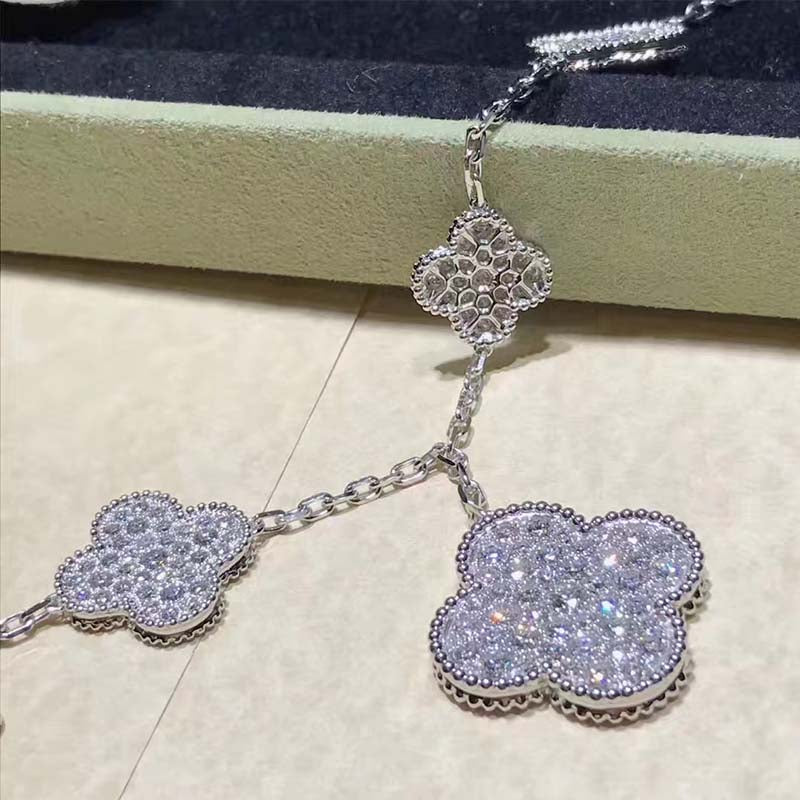 [Vintora]BRACELET CLOVER 6 MOTIFS ARGENT DIAMANT