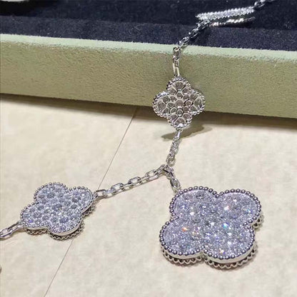 [Vintora]BRACELET CLOVER 6 MOTIFS ARGENT DIAMANT