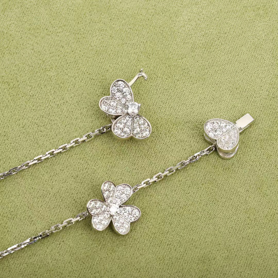 [Vintora]COLLIER FRIVOLE ARGENT 9 FLEURS