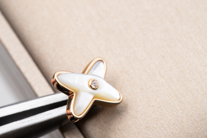 [Vintora]JEUX DE WHITE MOP ROSE GOLD DIAMOND EARRINGS