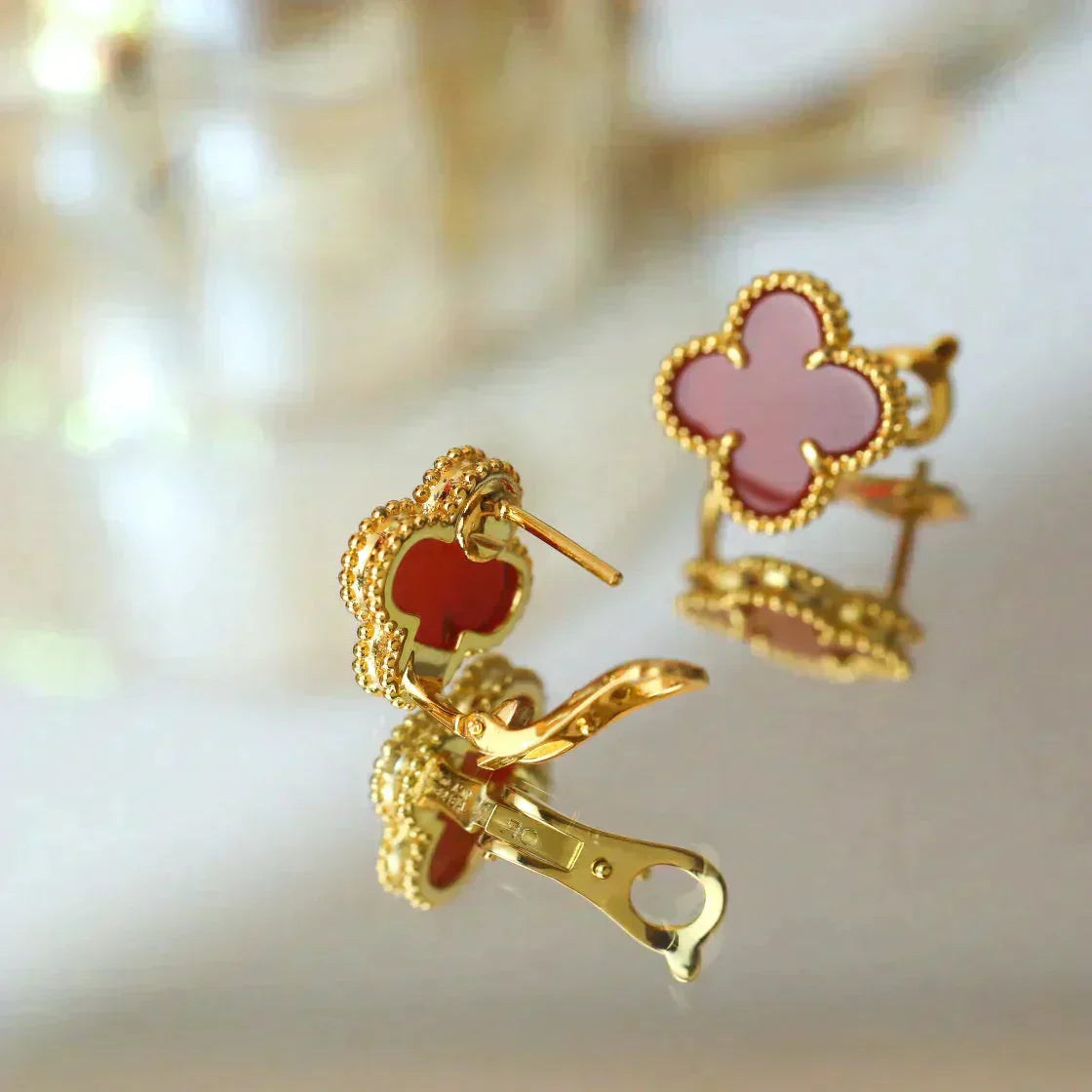 [Vintora]CLOVER MEDIUM 1 MOTIFS CARNELIAN  EARRINGS