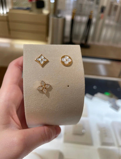 [Vintora]STAR BLOSSOM STUD EARRINGS PINK GOLD DIAMONDS
