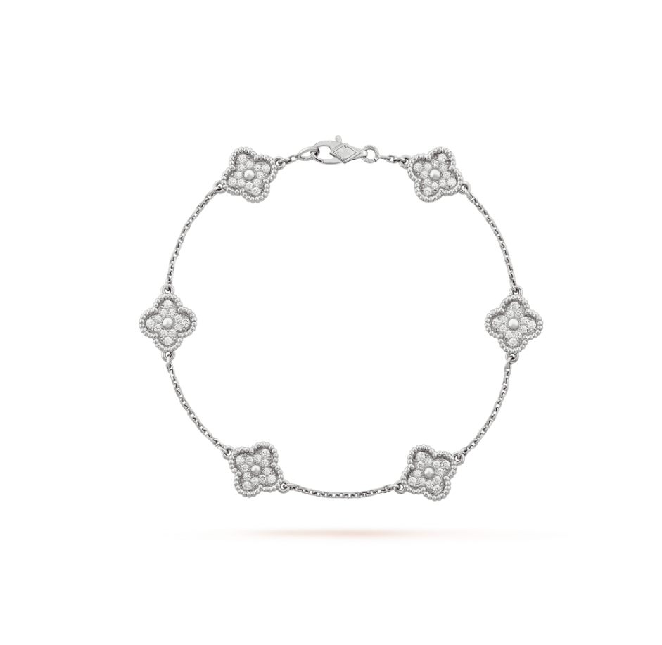 [Vintora]BRACELET CLOVER 6 MOTIFS EN ARGENT ET DIAMANTS