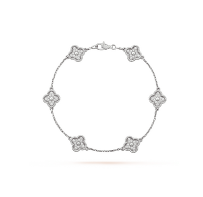 [Vintora]BRACELET CLOVER 6 MOTIFS EN ARGENT ET DIAMANTS