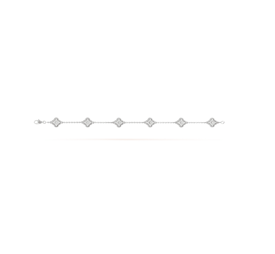 [Vintora]BRACELET CLOVER 6 MOTIFS EN ARGENT ET DIAMANTS