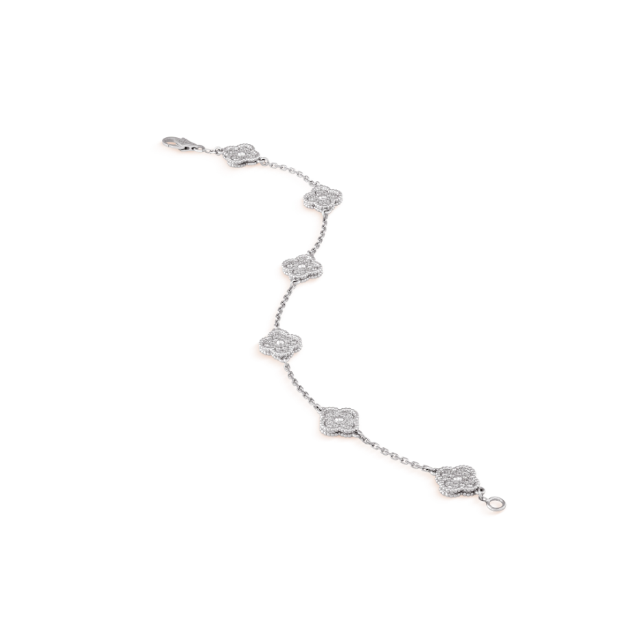 [Vintora]BRACELET CLOVER 6 MOTIFS EN ARGENT ET DIAMANTS