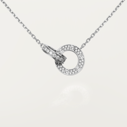 [Vintora]LOVE 7.6MM NECKLACE ROSE GOLD AND SILVER  FULL DIAMOND