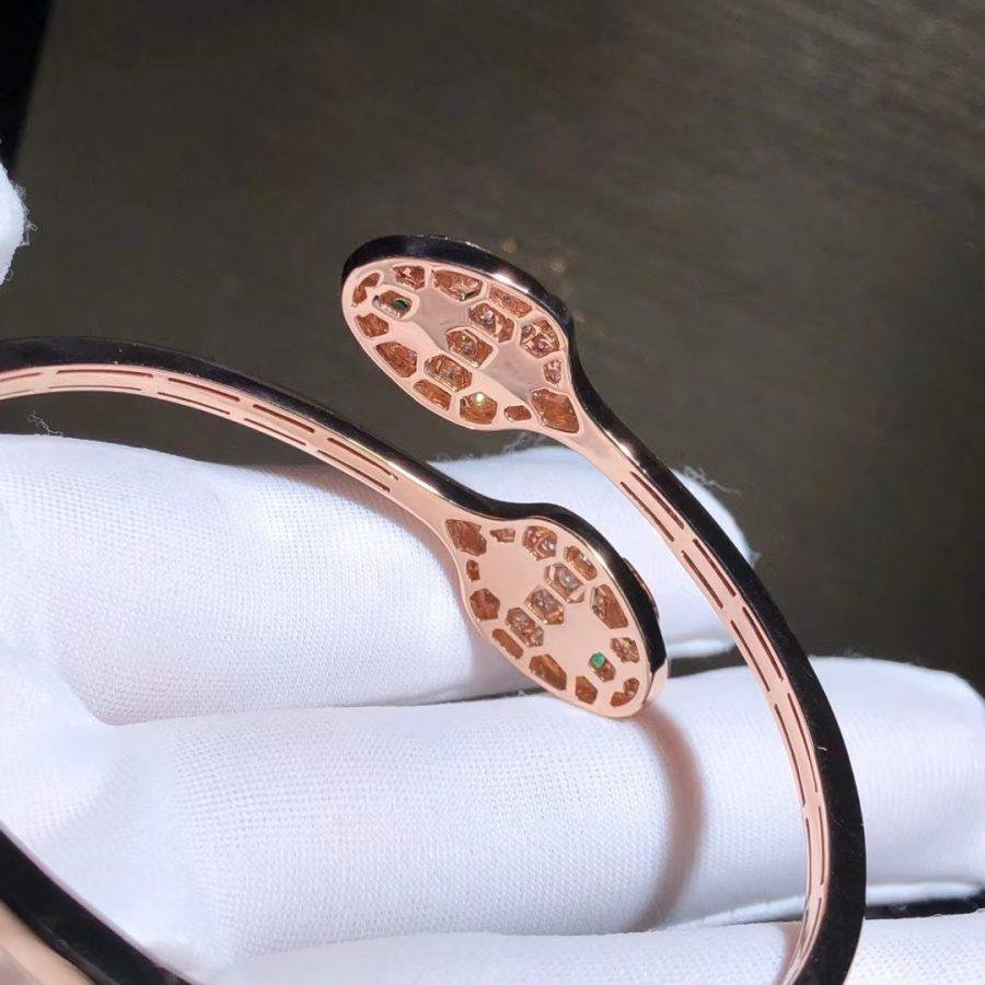 [Vintora]SERPENTI BRACELET PINK GOLD MALACHITE DIAMOND DOUBLE SNAKE