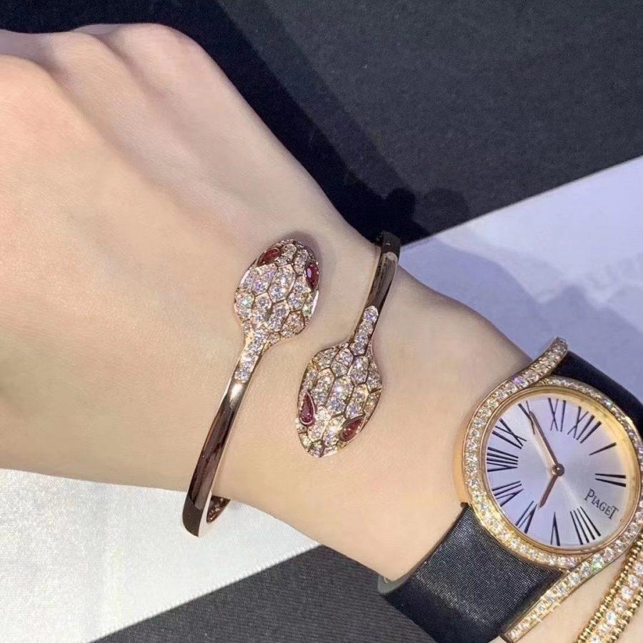 [Vintora]SERPENTI BRACELET PINK GOLD DIAMOND DOUBLE SNAKE