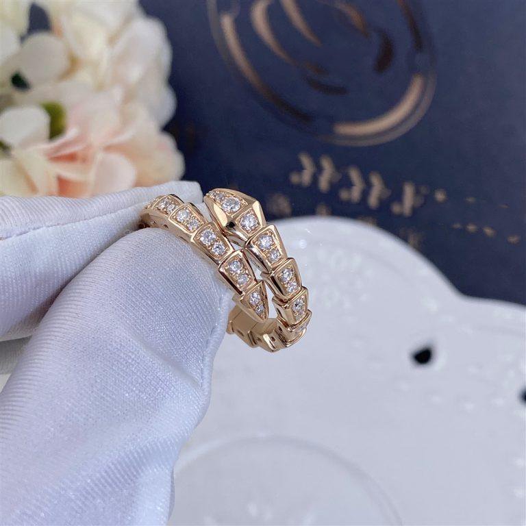 [Vintora]SERPENTI RING PINK GOLD DIAMOND PAVED 4MM