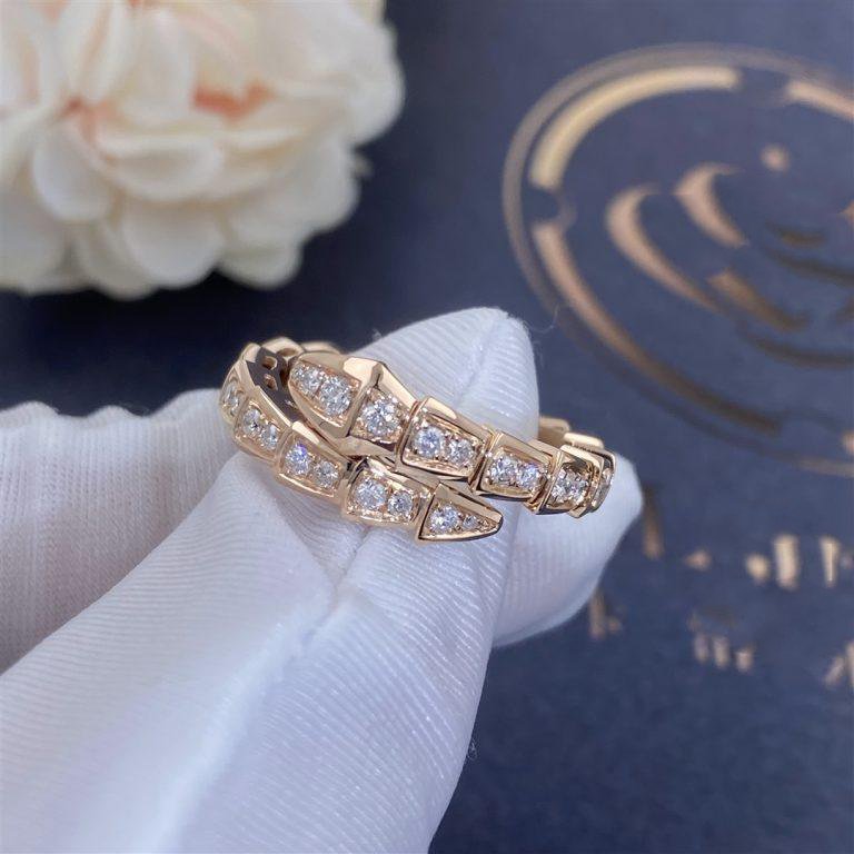 [Vintora]SERPENTI RING PINK GOLD DIAMOND PAVED 4MM