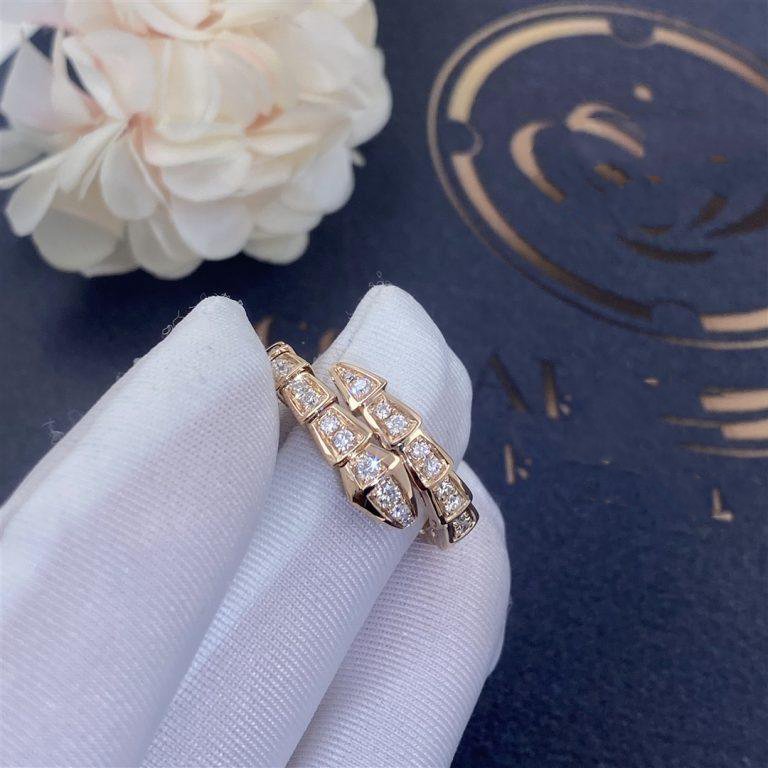 [Vintora]SERPENTI RING PINK GOLD DIAMOND PAVED 4MM