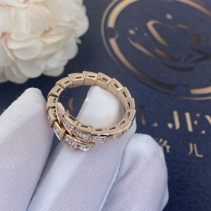 [Vintora]SERPENTI RING PINK GOLD DIAMOND PAVED 4MM