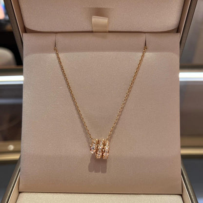 [Vintora]SERPENTI PINK GOLD NECKLACE DOUBLE RING DIAMOND