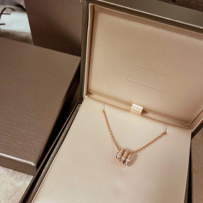 [Vintora]SERPENTI PINK GOLD NECKLACE DOUBLE RING DIAMOND