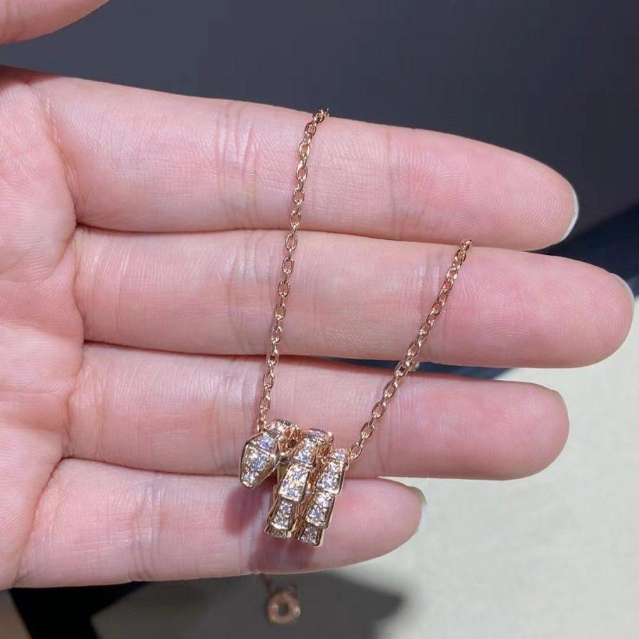 [Vintora]SERPENTI PINK GOLD NECKLACE DOUBLE RING DIAMOND