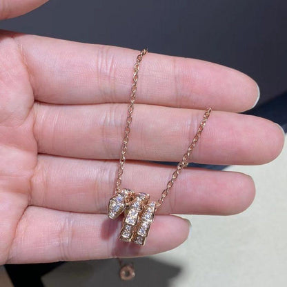 [Vintora]SERPENTI PINK GOLD NECKLACE DOUBLE RING DIAMOND