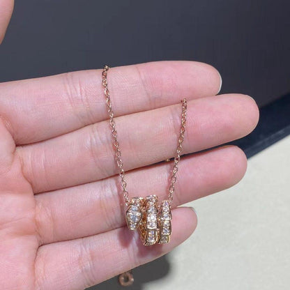 [Vintora]SERPENTI PINK GOLD NECKLACE DOUBLE RING DIAMOND