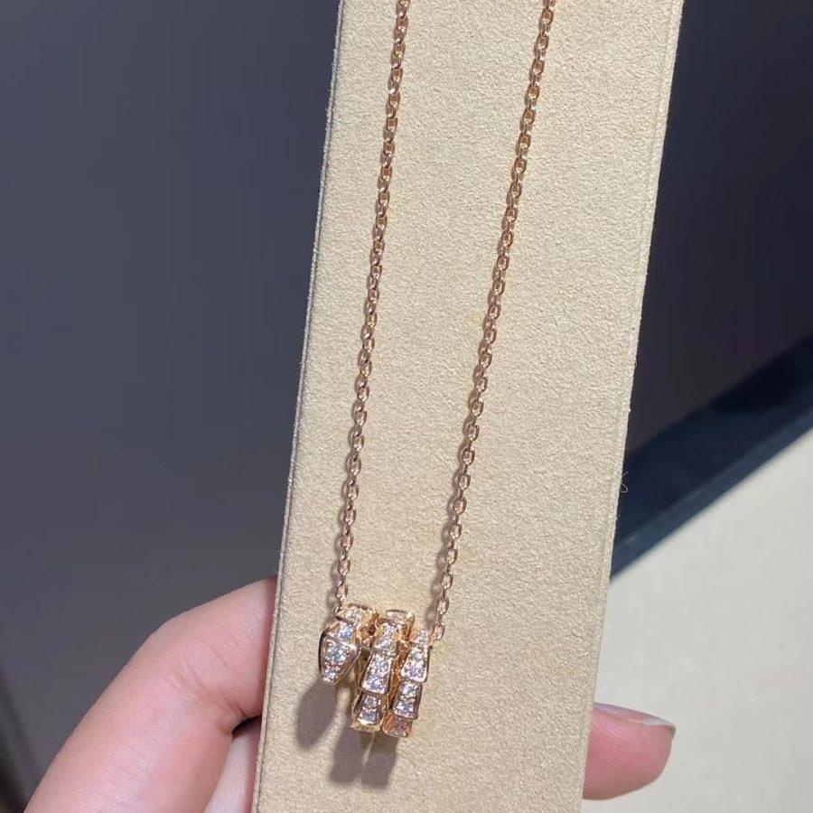 [Vintora]SERPENTI PINK GOLD NECKLACE DOUBLE RING DIAMOND