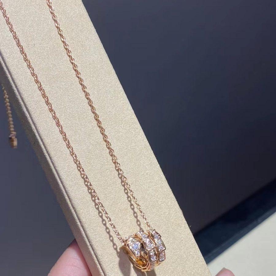 [Vintora]SERPENTI PINK GOLD NECKLACE DOUBLE RING DIAMOND