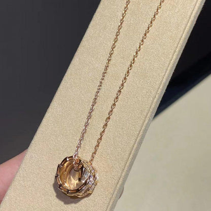 [Vintora]SERPENTI PINK GOLD NECKLACE DOUBLE RING DIAMOND