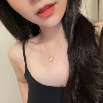 [Vintora]SERPENTI PINK GOLD NECKLACE DOUBLE RING DIAMOND