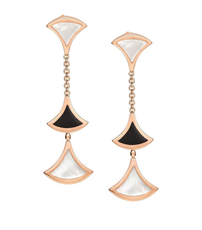 [Vintora]DREAM EARRINGS 3 MOTIFS ONYX MOP PINK GOLD