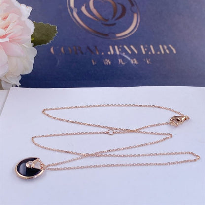 [Vintora]AMULETTE ROSE GOLD ONYX NECKLACE