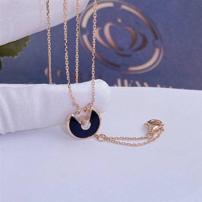 [Vintora]AMULETTE ROSE GOLD ONYX NECKLACE