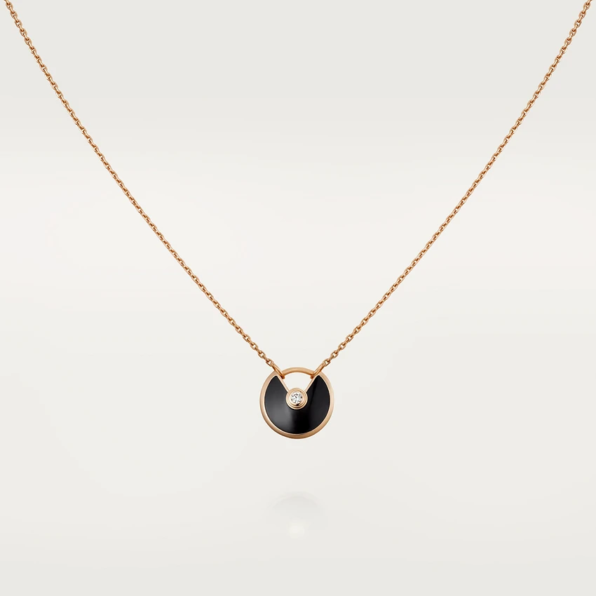 [Vintora]AMULETTE ROSE GOLD ONYX NECKLACE