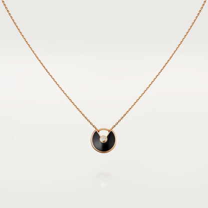 [Vintora]AMULETTE ROSE GOLD ONYX NECKLACE
