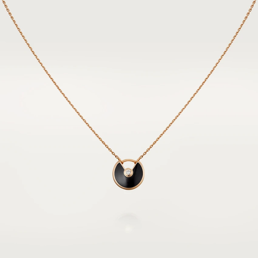 [Vintora]AMULETTE ROSE GOLD ONYX NECKLACE